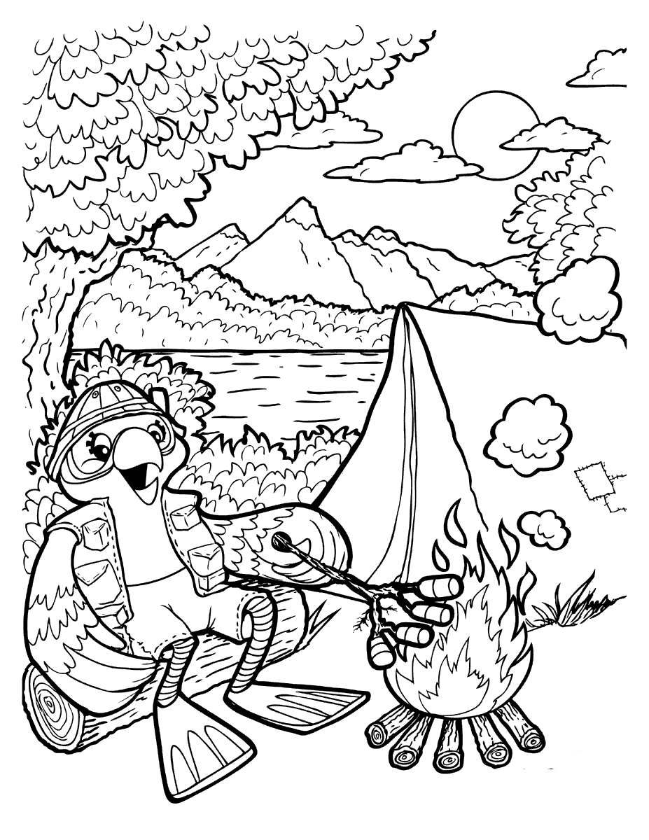 Camping Coloring Pages Themed Summer - Free Printable Coloring Pages