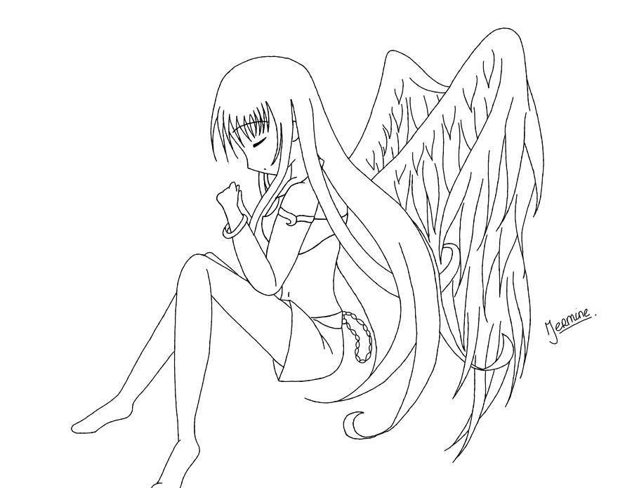 Free Emo Coloring Pages Anime Angel printable