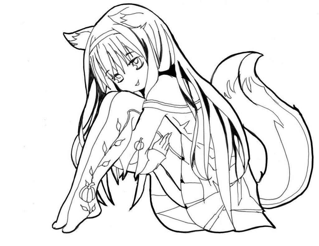 Free Emo Coloring Pages Cat Girl printable