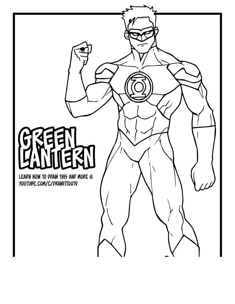 Free Green Lantern Coloring Pages Comic Version Tutorial printable