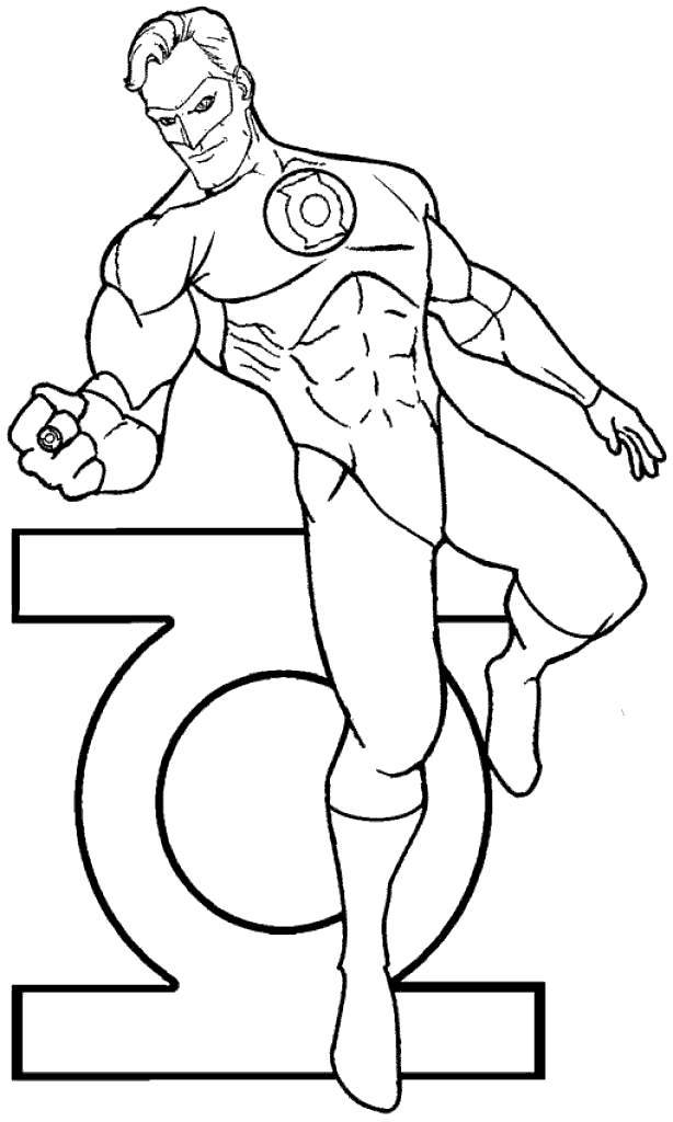 Free Green Lantern Coloring Pages Superhero and His Logo printable