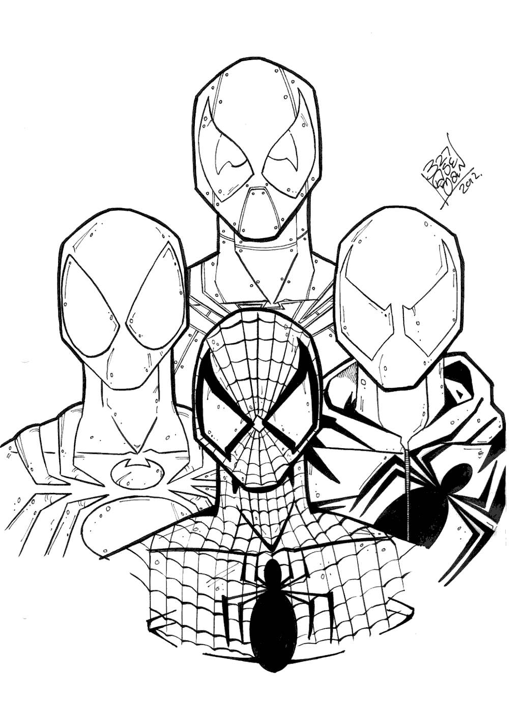 Download Iron Spider Coloring Pages Four Spidermen - Free Printable ...