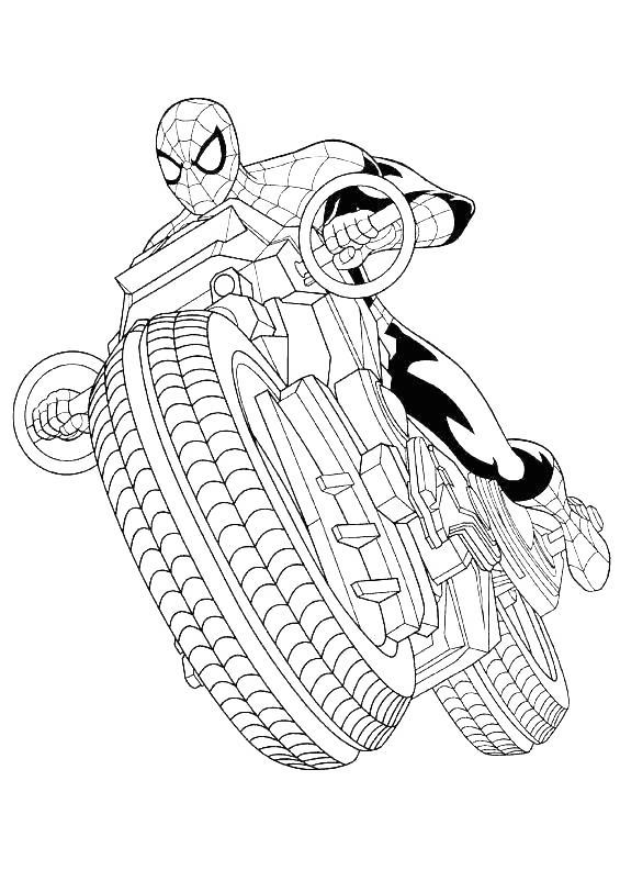 Iron Spider Coloring Pages Riding Motorcyle - Free Printable Coloring Pages