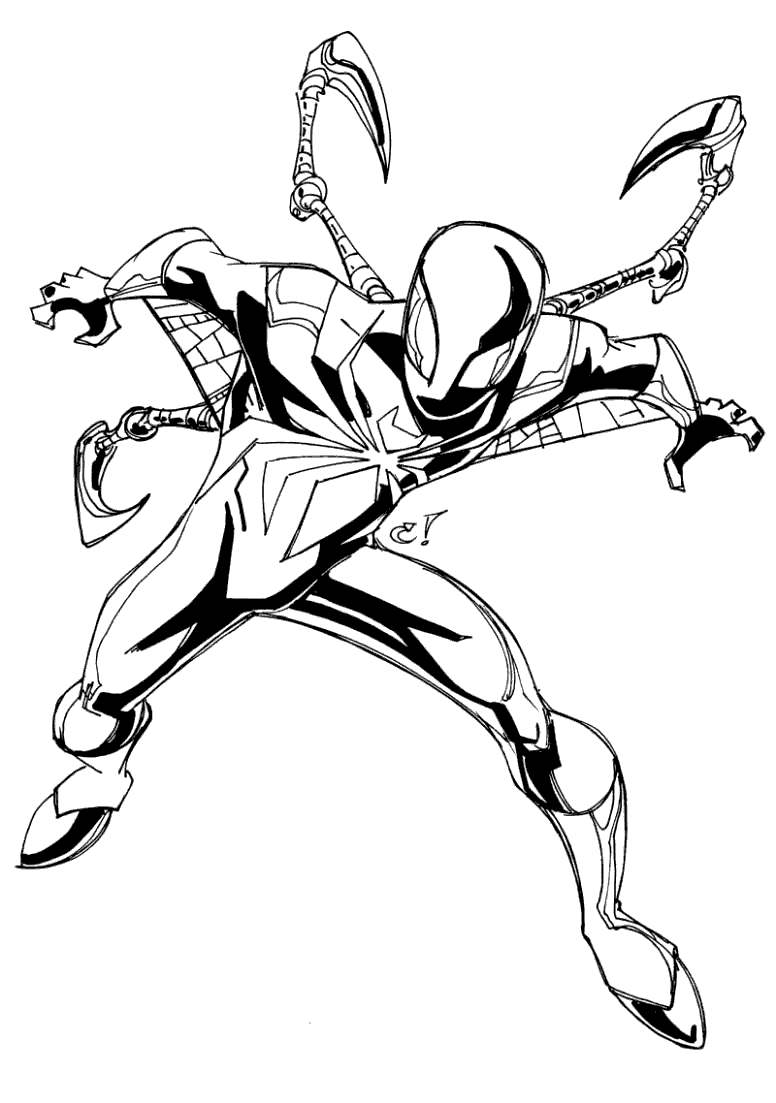 Iron Spider Coloring Pages Seven Features Of Heroes Free Printable 