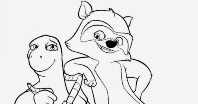 Free Over The Hedge Coloring Pages Squirrel and Turtle printable