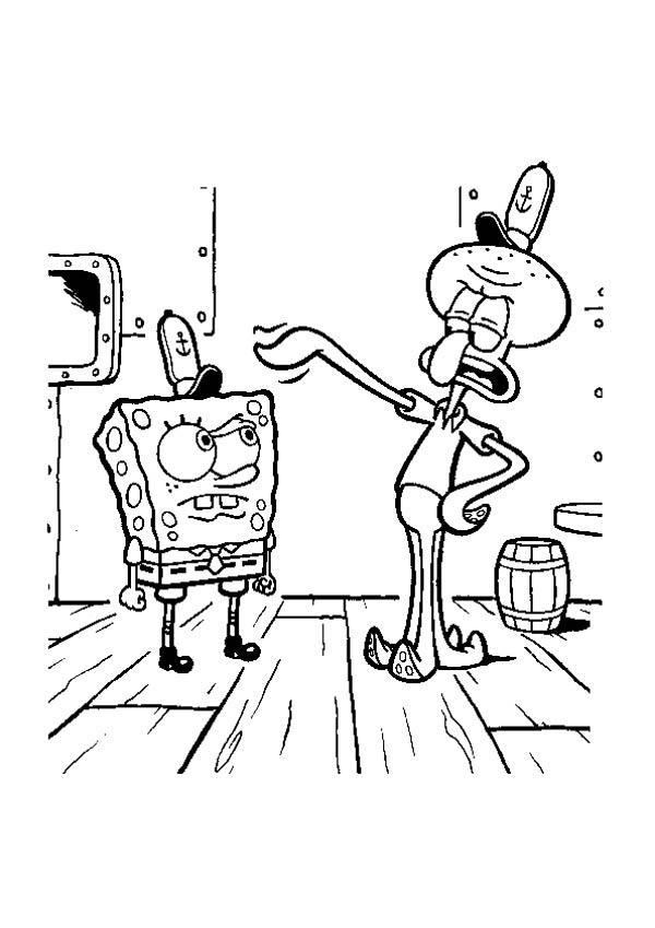 Free Squidward Coloring Pages Angry With Sponge Bob printable