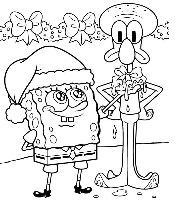Free Squidward Coloring Pages Christmas Food printable