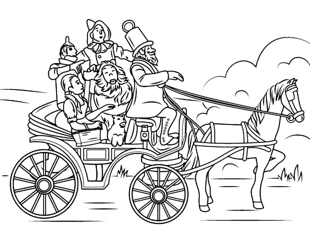 Free Wizard Of Oz Coloring Pages Dorothy On Carriage printable