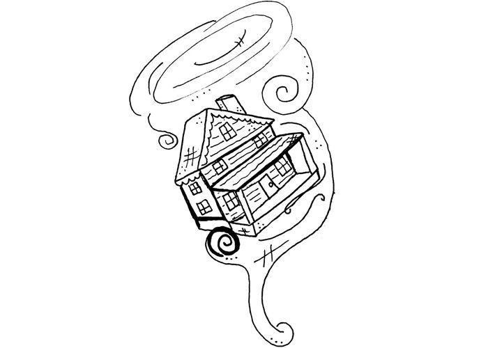 Free Wizard Of Oz Coloring Pages House Is Flying printable