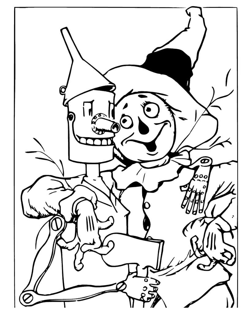 Free Wizard Of Oz Coloring Pages Scarecrow And The Tin Man printable