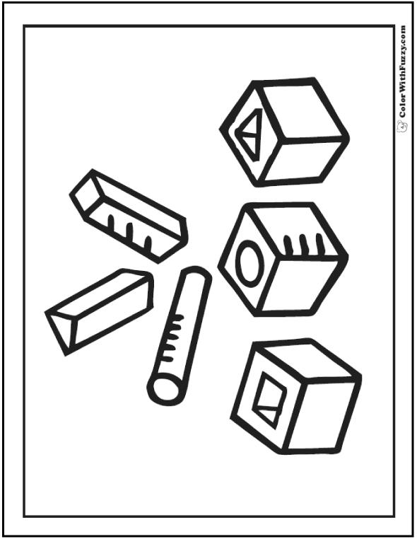 Free 6 3D Shapes Coloring Pages printable