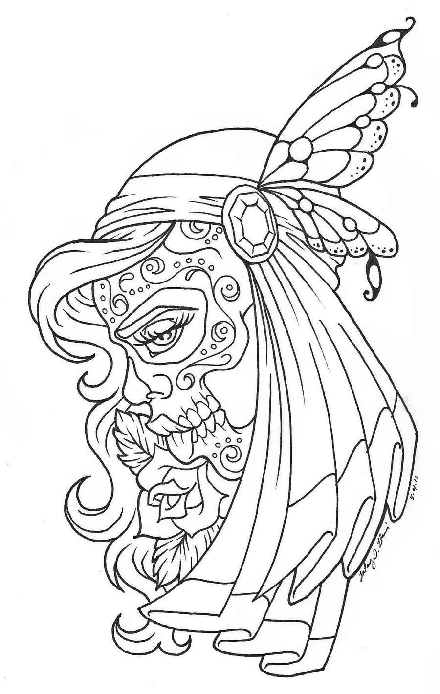 Free Aesthetic Coloring Pages Day Of The Dead printable