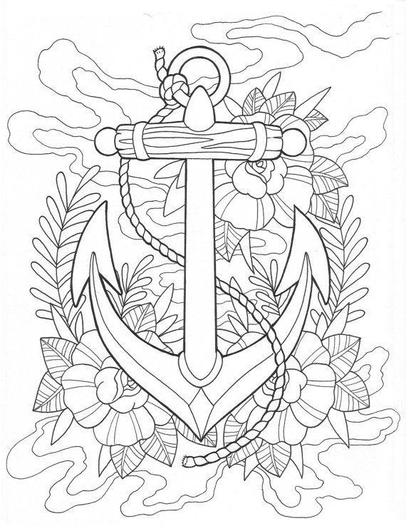 Aesthetic Coloring Pages Gold Anchor - Free Printable Coloring Pages