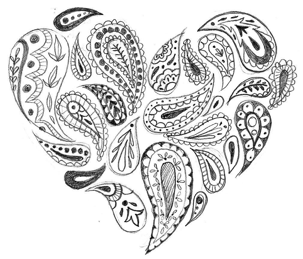 Aesthetic Coloring Pages Heart Paisley - Free Printable Coloring Pages