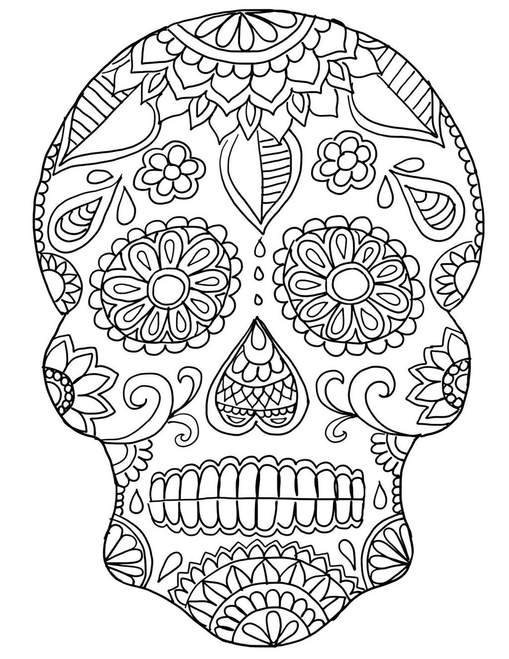 Free Calavera Coloring Pages Sugar Skull printable