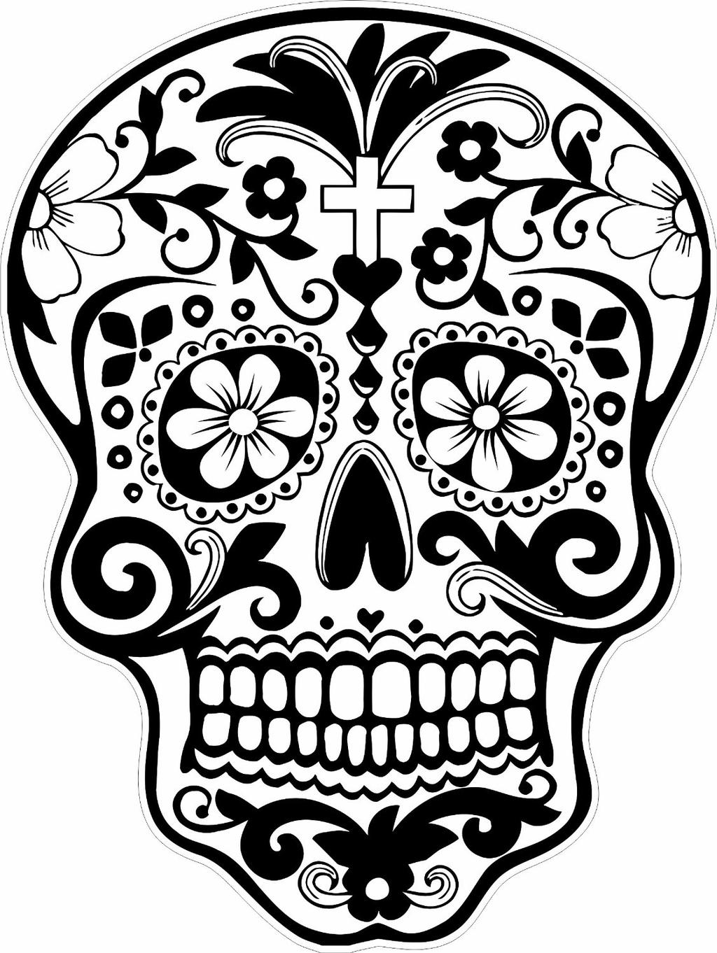 Free Calavera Coloring Pages With Cross printable