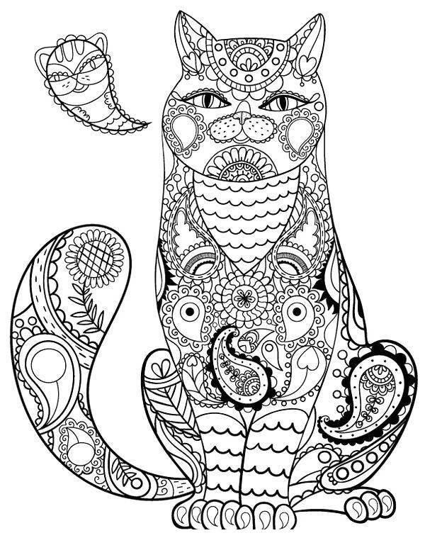 Free Cat Aesthetic Coloring Pages printable