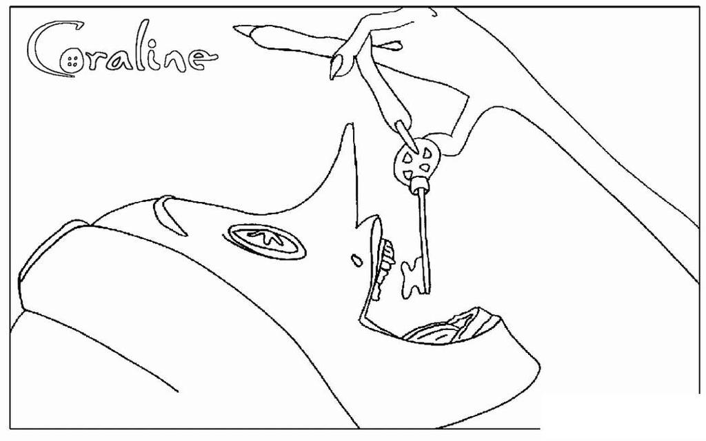 Free Coraline Coloring Pages Eating Key printable