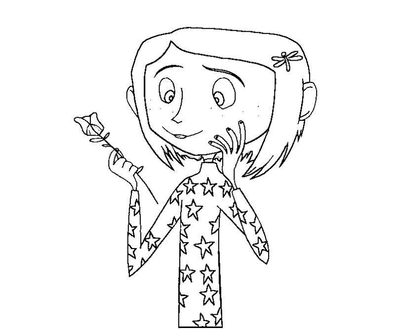 Free Coraline Coloring Pages Flower printable