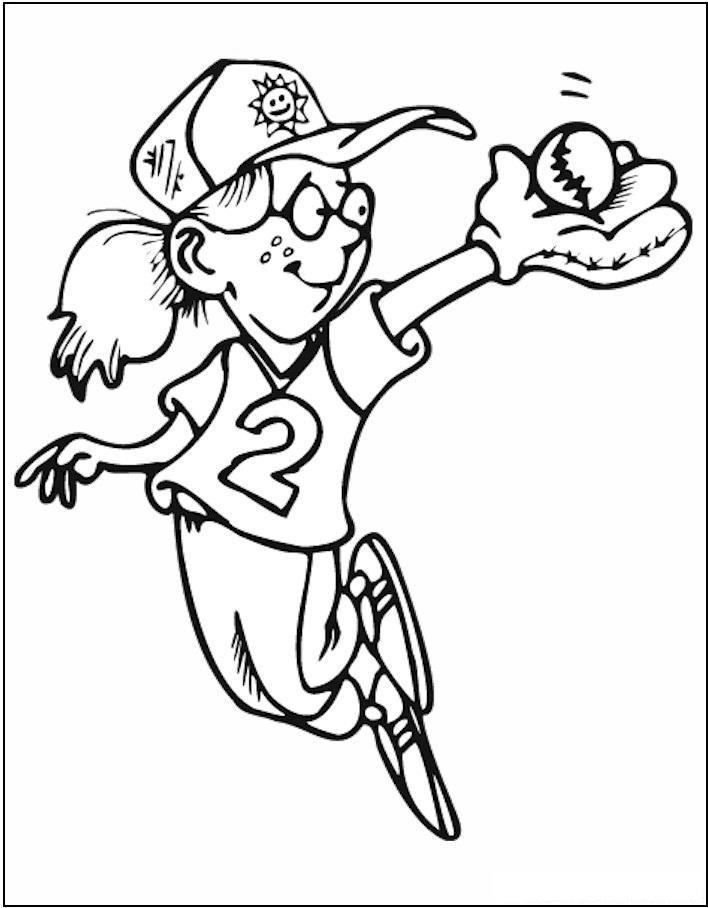 Girl Catch Softball Coloring Pages Free Printable Coloring Pages