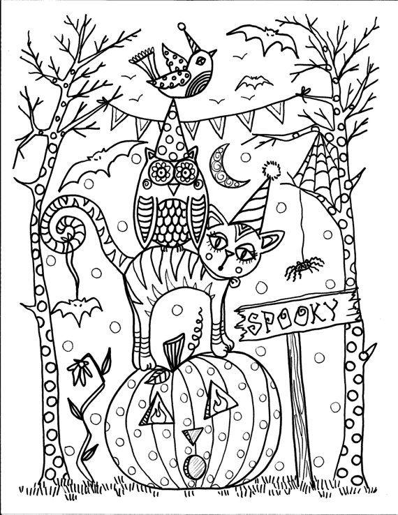 Halloween Animals Mindfulness Coloring Pages - Free Printable Coloring