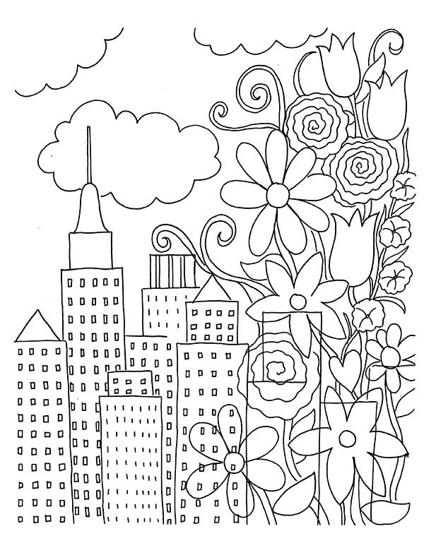 Mindfulness Coloring Pages Buildings for Girls - Free Printable