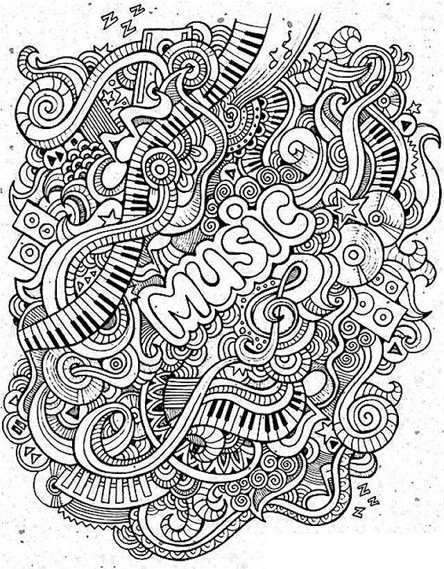 Free Mindfulness Coloring Pages Music Doddles printable