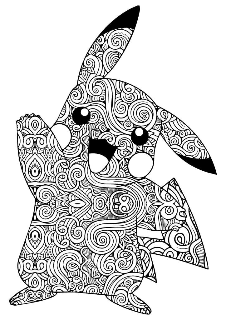 Free Pikachu Mindfulness Coloring Pages printable
