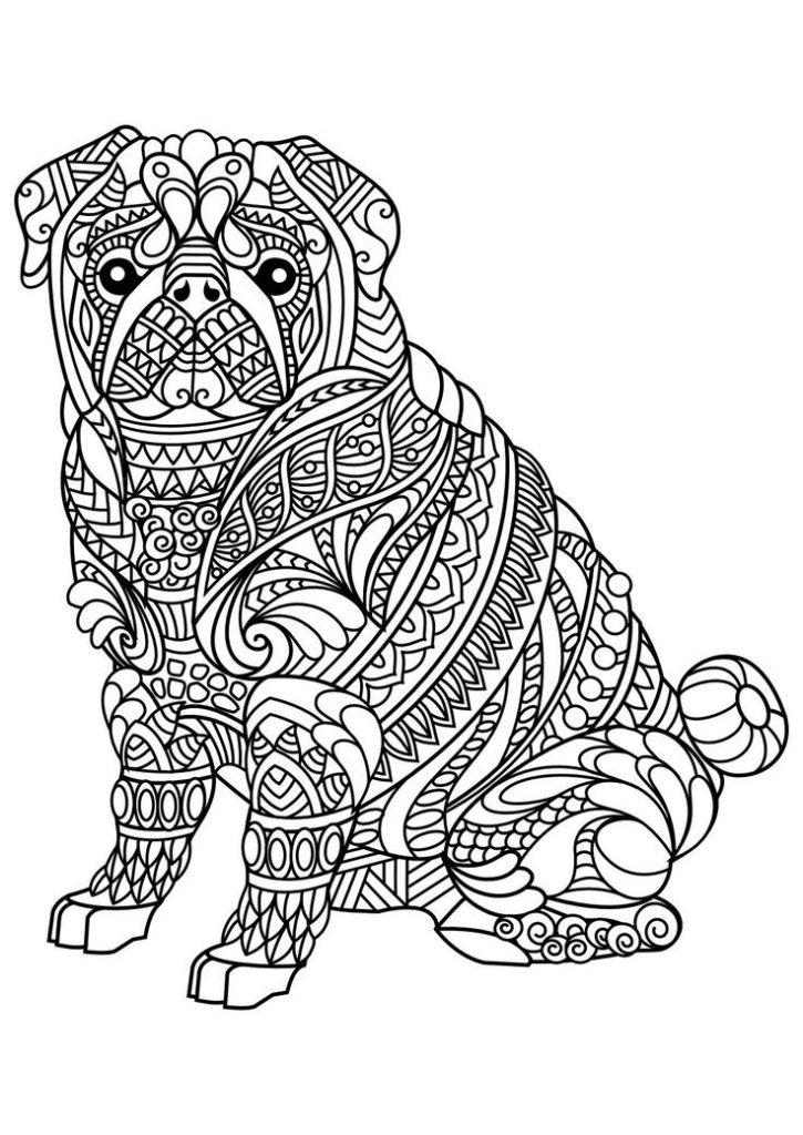 Free Pug Dog Aesthetic Coloring Pages printable