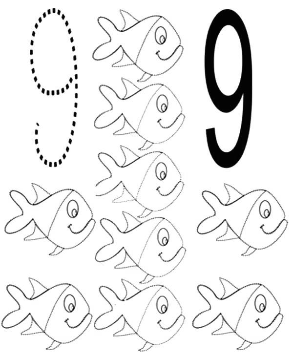 Free September Coloring Pages 9 Fishes printable