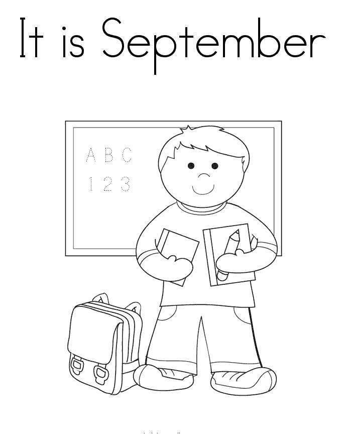 Free September Coloring Pages Boy Back to School printable