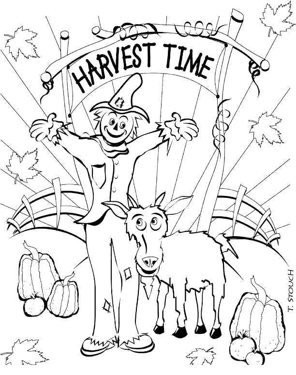 Free September Coloring Pages Harvest Time printable