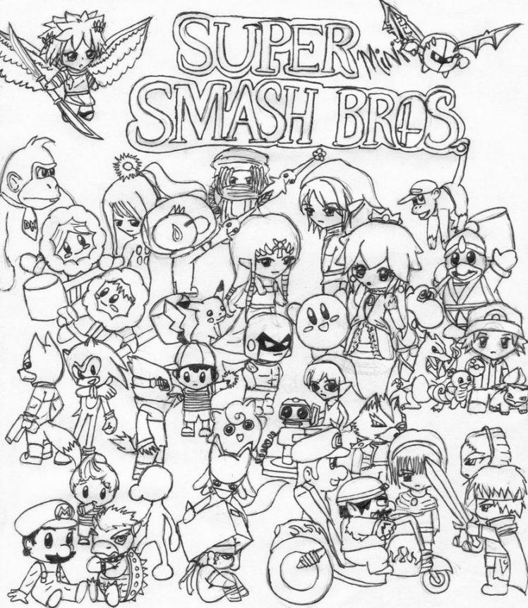 Free Super Smash Bros Coloring Pages All The Characters printable