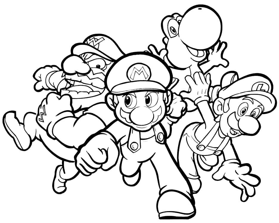 Super Smash Bros Coloring Pages Mario And Wario Free Printable 