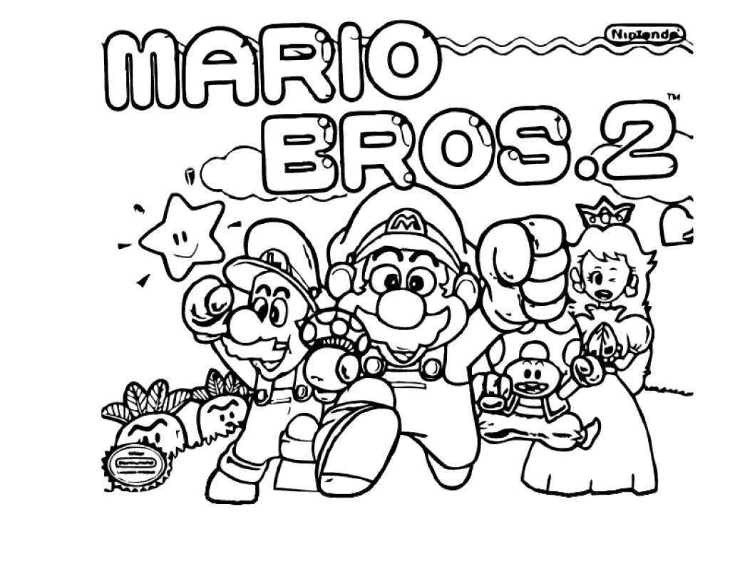 Free Super Smash Bros Coloring Pages Mario Bros 2 printable