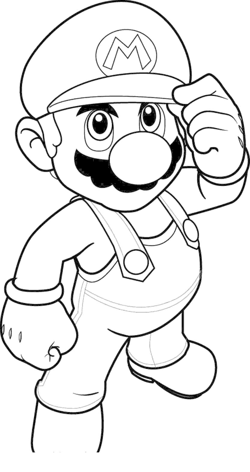 Free Super Smash Bros Coloring Pages Mario With Hat printable