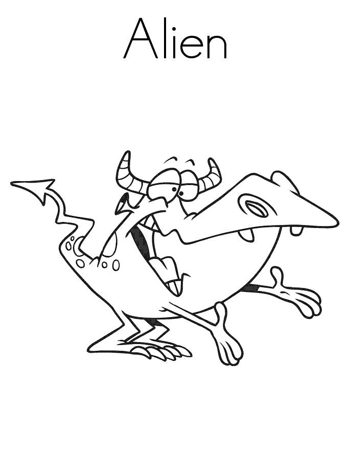 Free A is for Alien Coloring Pages printable