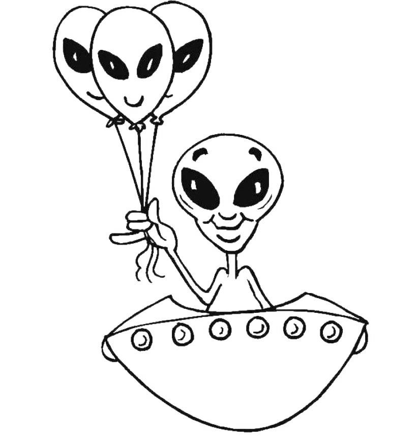 Free Alien Balloons Coloring Pages printable