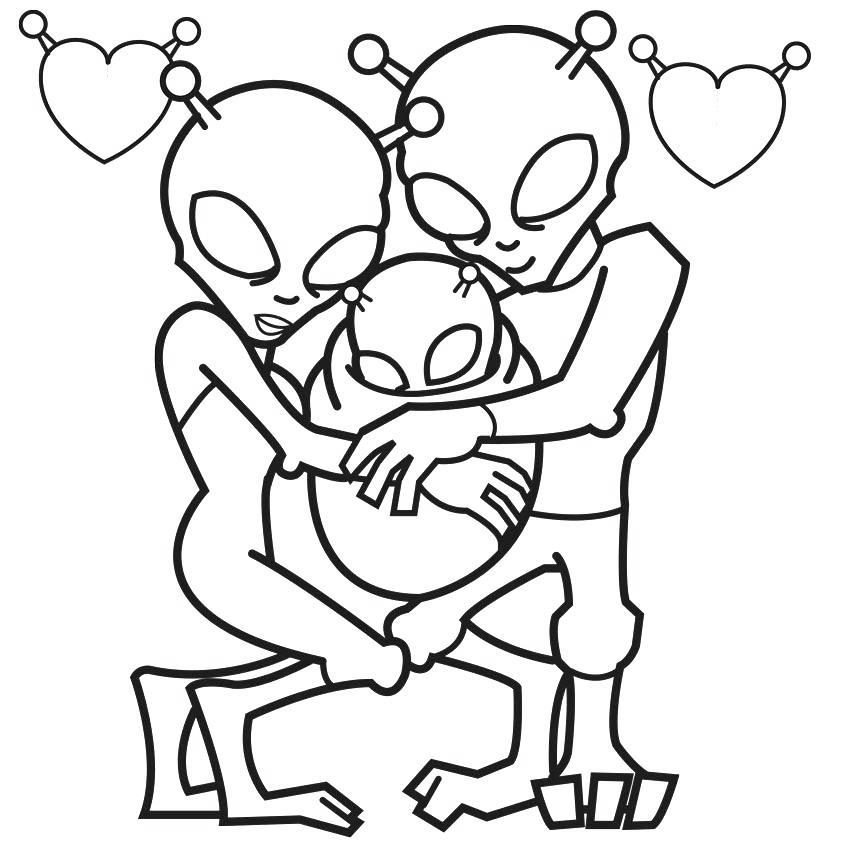 Free Alien Family Coloring Pages printable