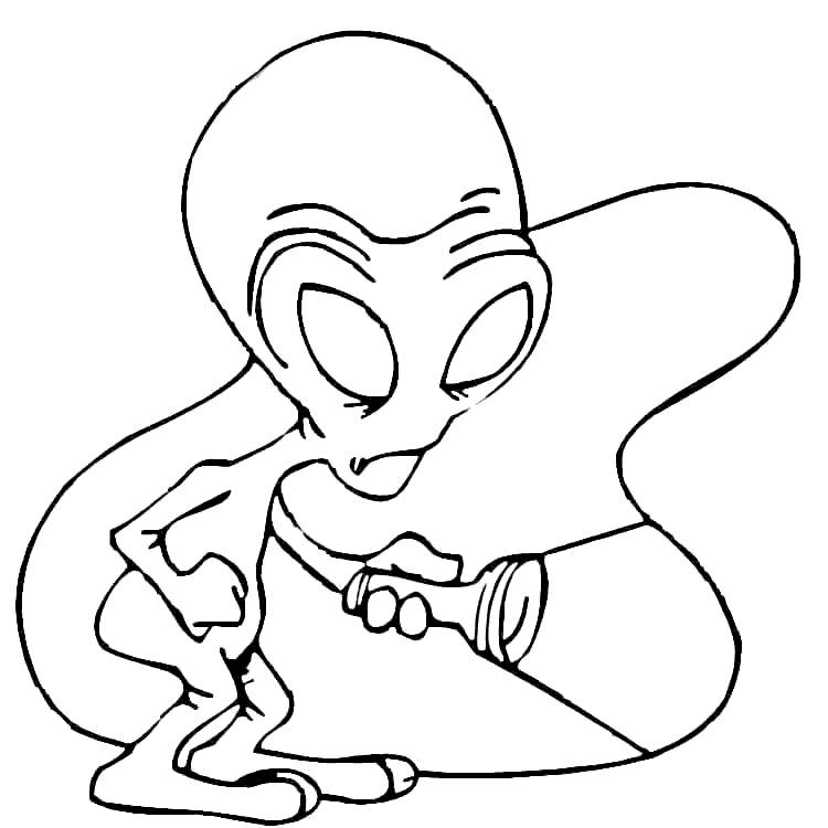 Free Alien with Flash Coloring Pages printable