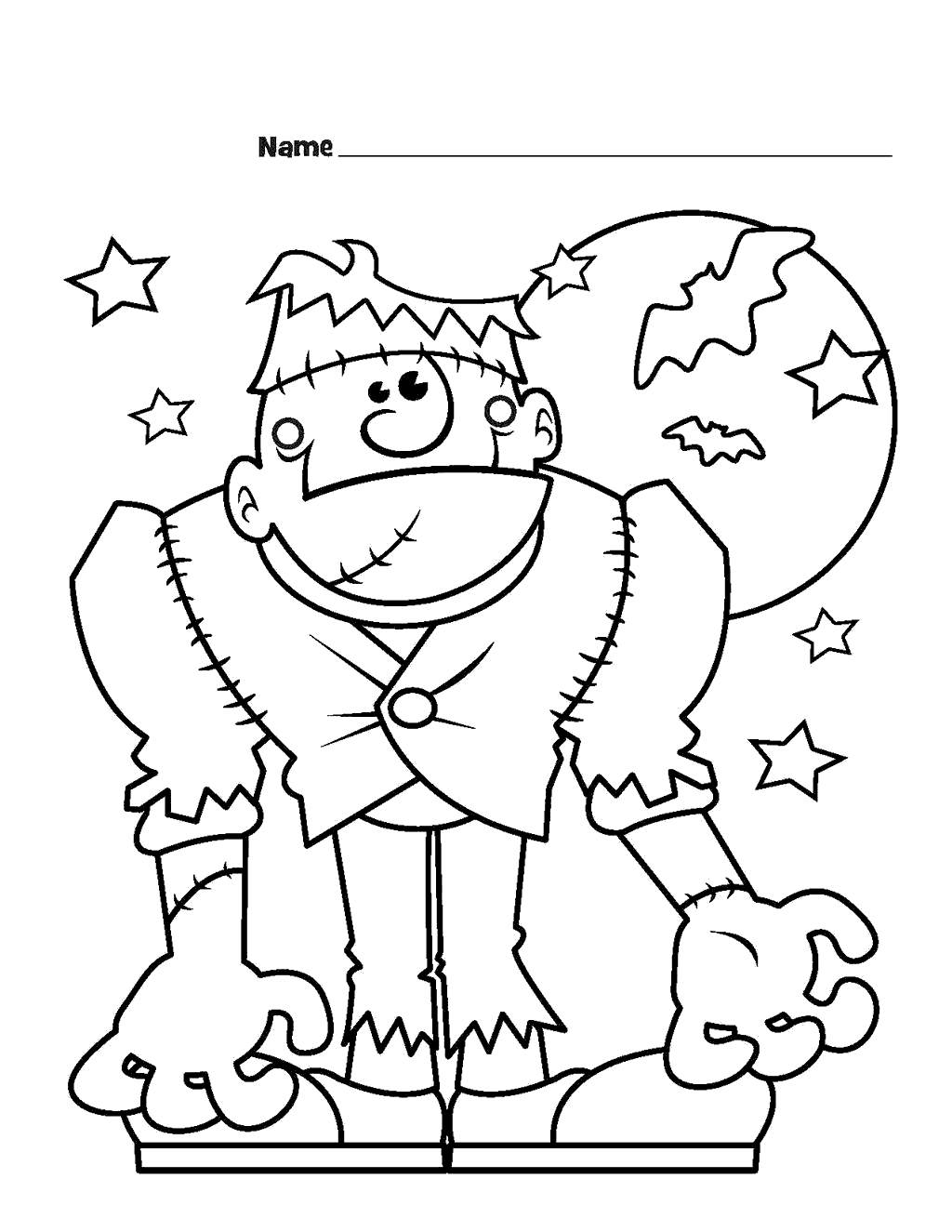 Free Bats and Frankenstein Coloring Pages printable
