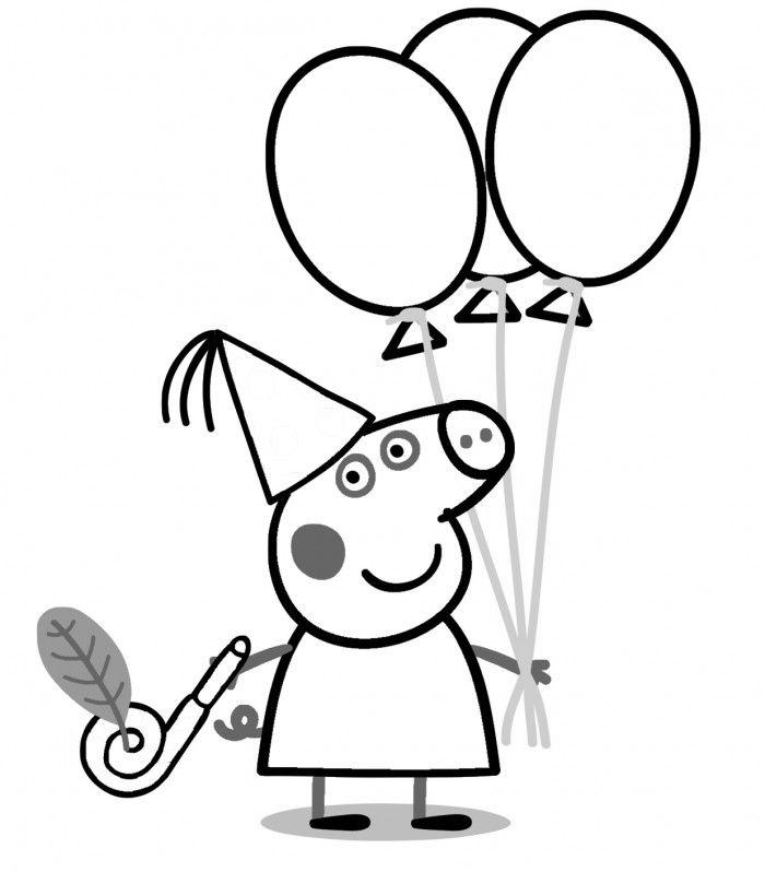 Free Birthday of Peppa Pig Coloring Pages printable