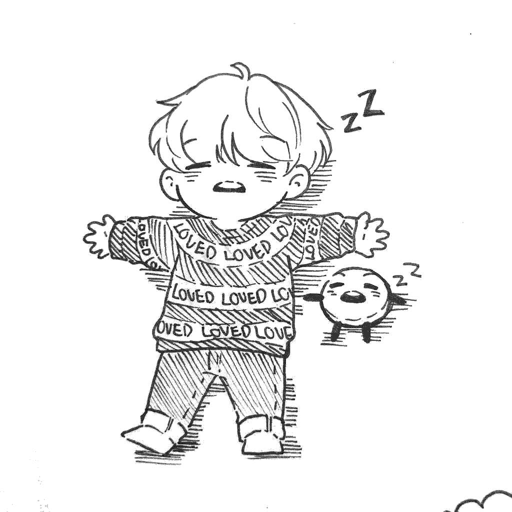 Free Bt21 Coloring Pages Boy Sleeping printable