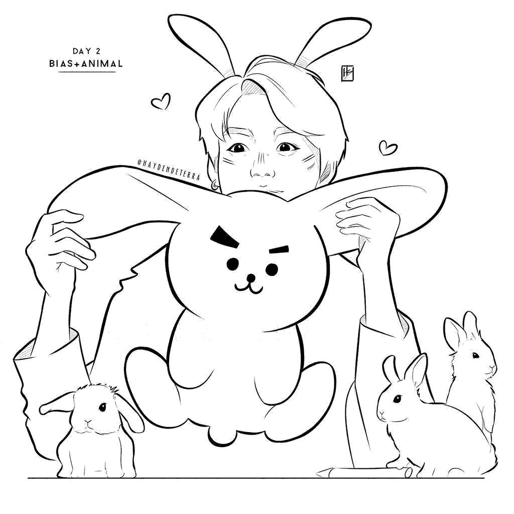Free Bt21 Coloring Pages Bunny printable
