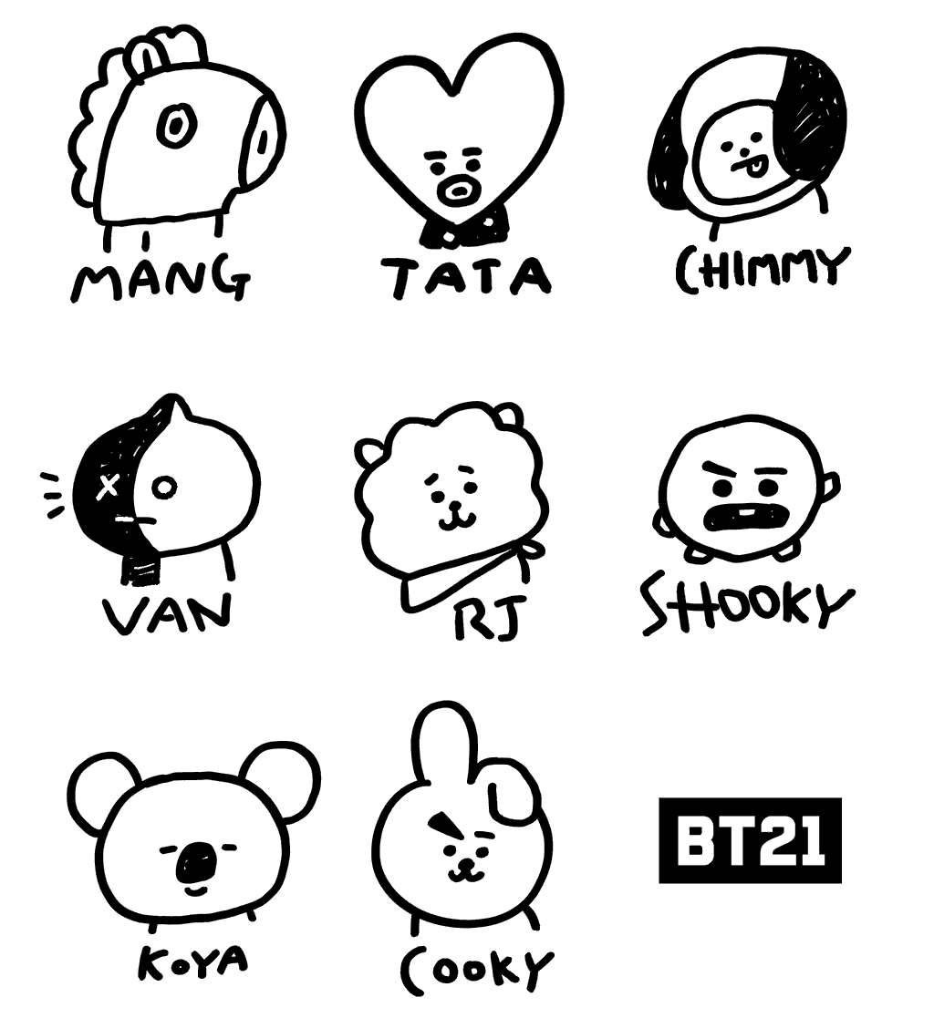 Free Bt21 Coloring Pages Characters printable