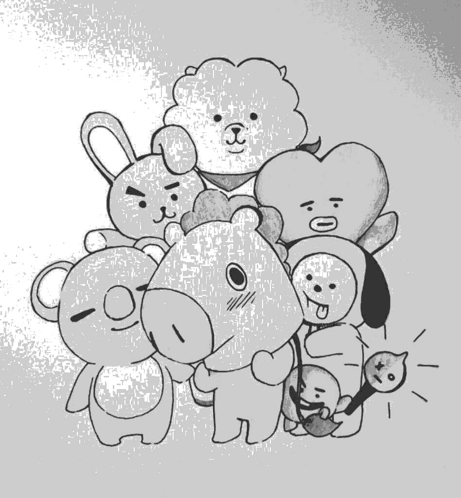 Free Bt21 Coloring Pages Hand Drawing printable