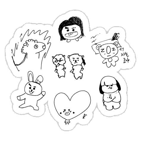 Free Bt21 Coloring Pages Paper Craft printable