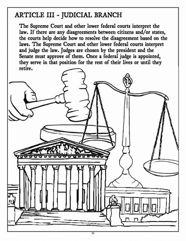 Free Constitution Coloring Pages Judicial Branch printable