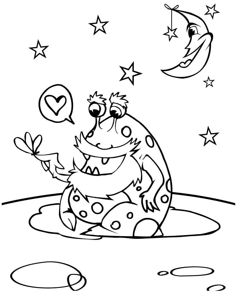 Free Frog Alien Coloring Pages printable