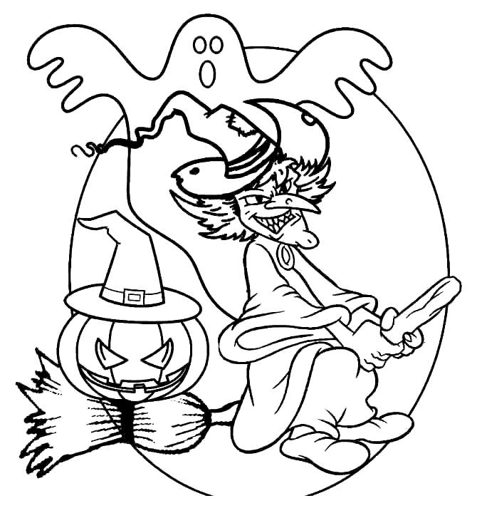 Ghost and Witches Coloring Pages - Free Printable Coloring Pages